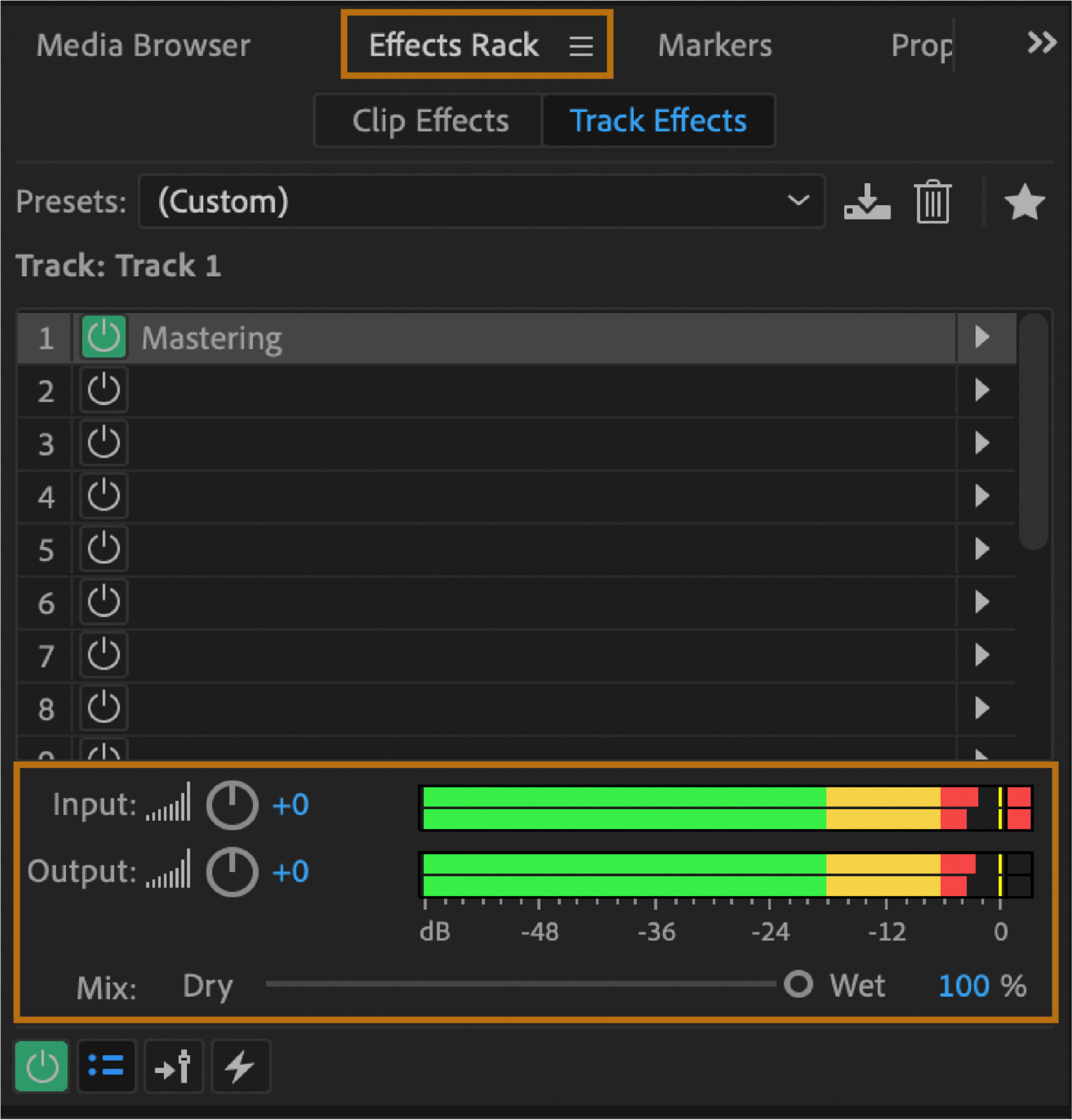 Monitoring recording and playback levels in Audition