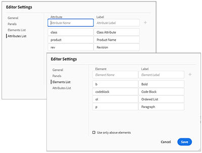 Element and attribute customization