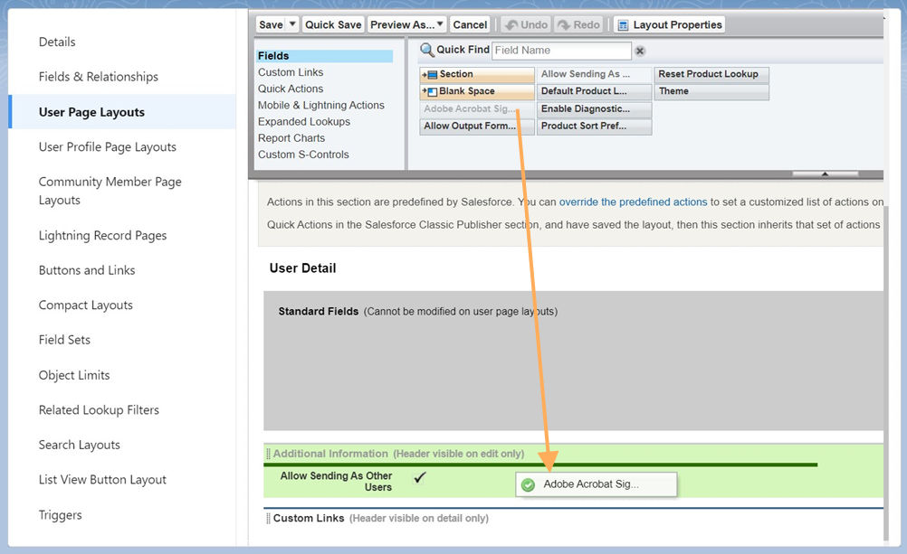 Salesforce için Acrobat Sign: Başkaları adına göndermeyi etkinleştirme