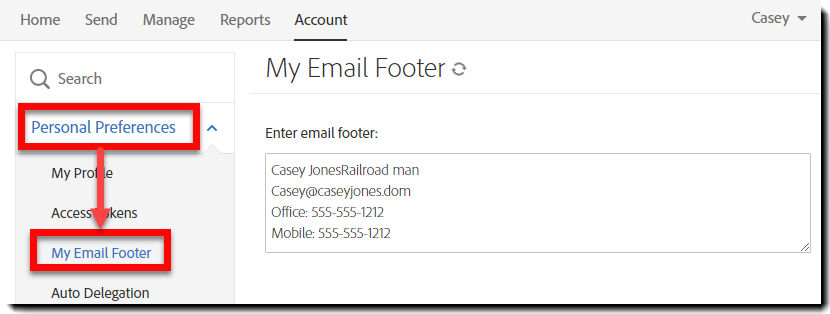 Configure your personal footer