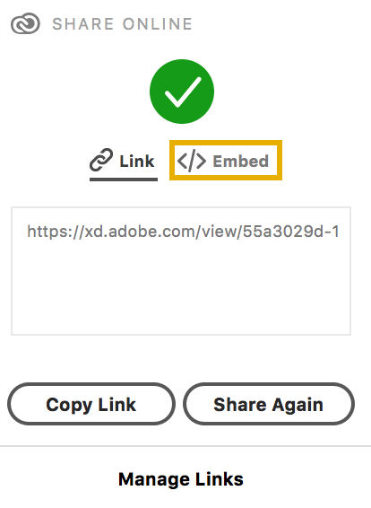 Obtención del código de incrustación del prototipo