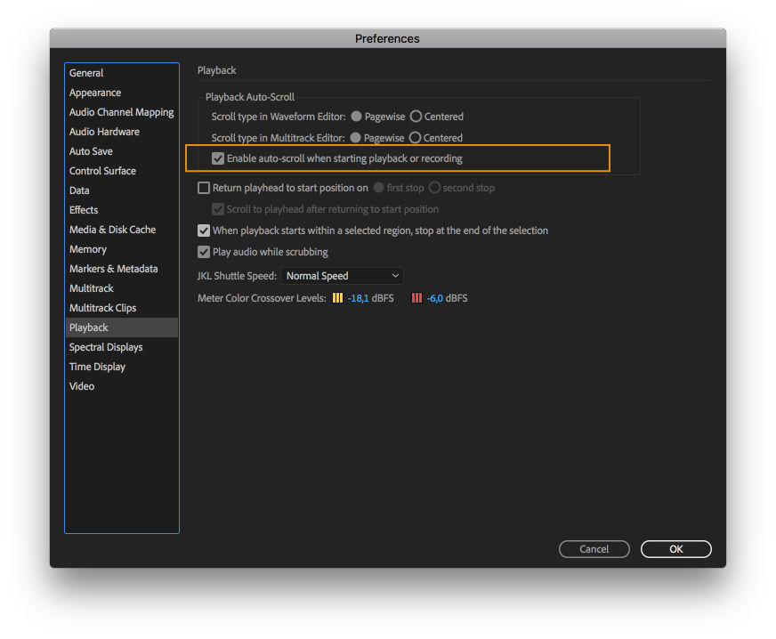 Enable auto-scroll on start