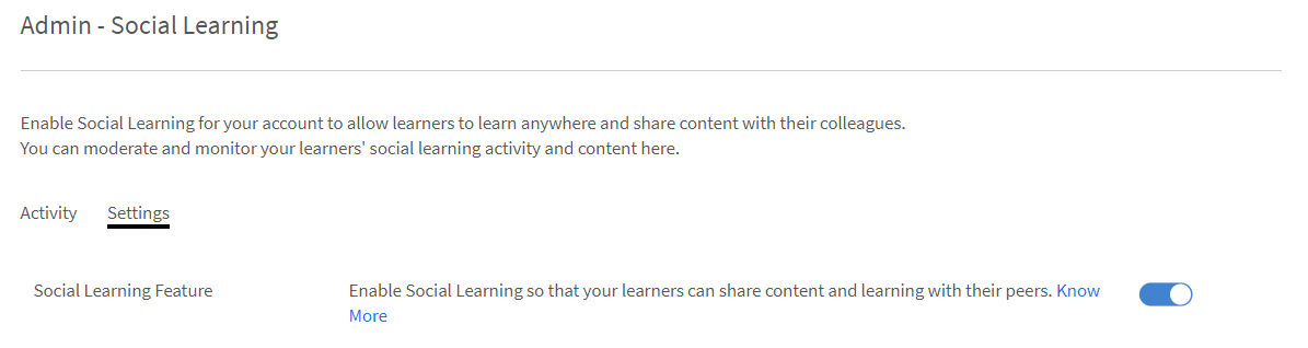 Enable social learning feature