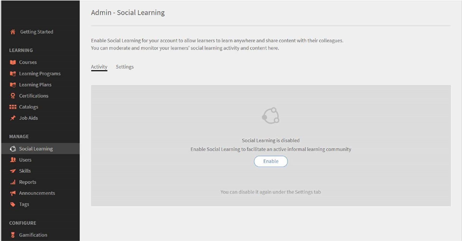 Enable social learning for the first time