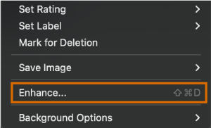 Enhance option is selected in the context menu