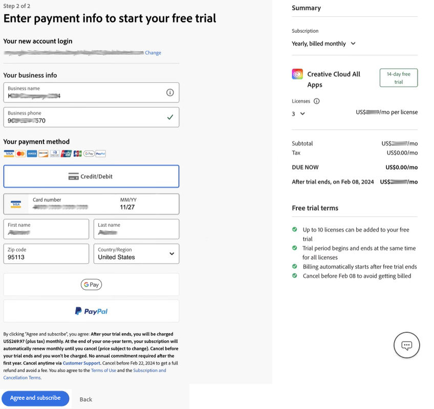 Enter payment details