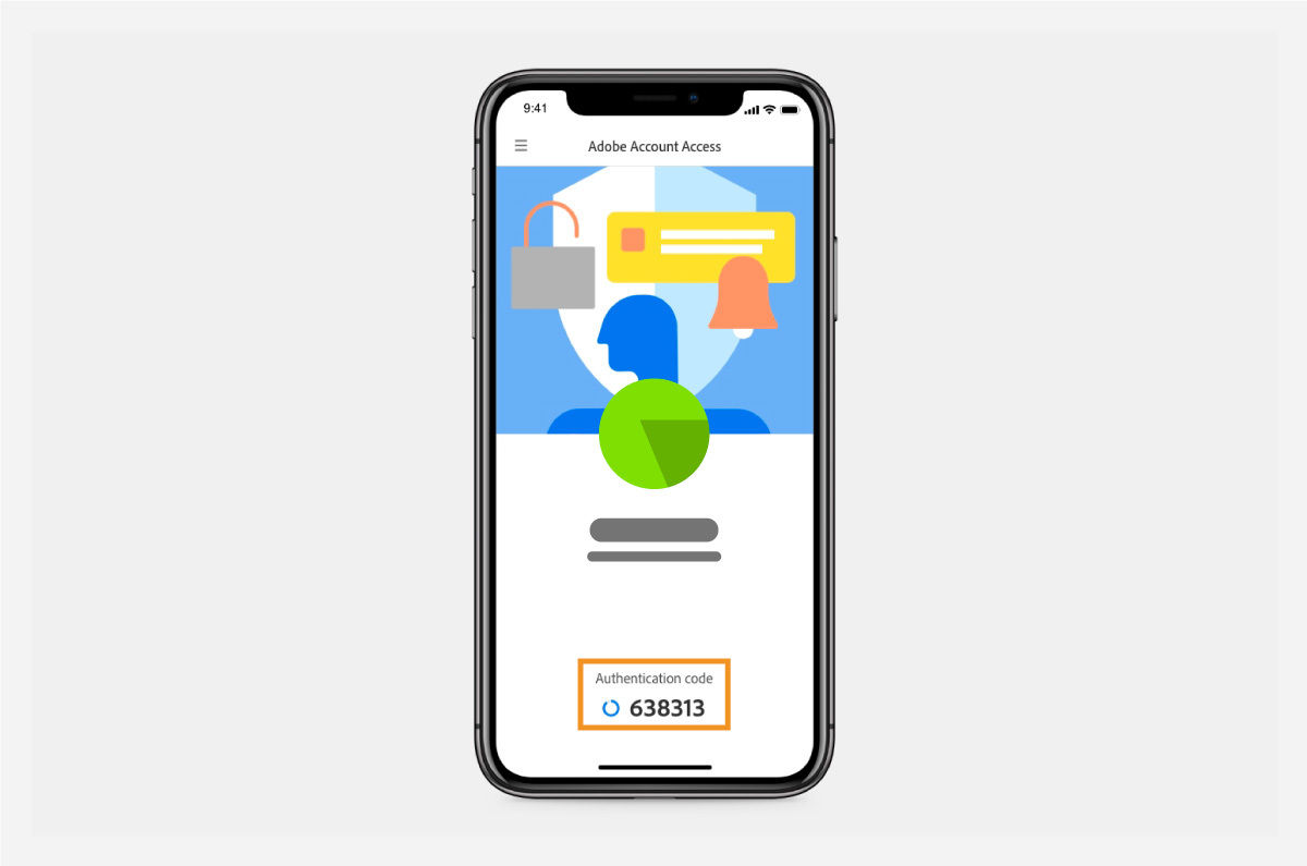 Enter the verification code received on the Adobe Account Access app.