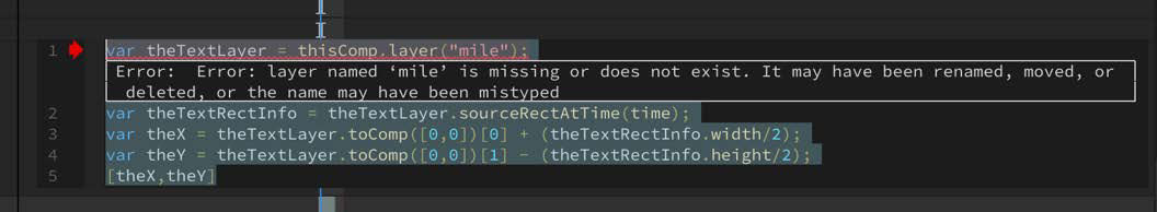 Error message displayed in the code snippet