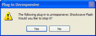 Unresponsive plug-in warning