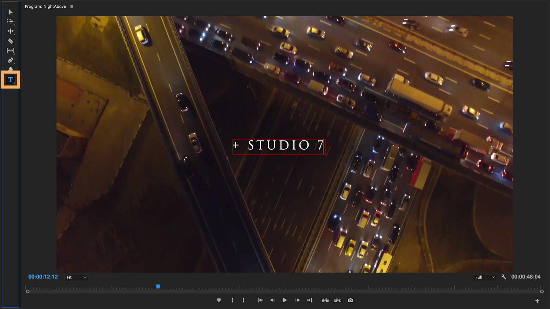 Text in the title clip appears with a red bounding box and can be edited.