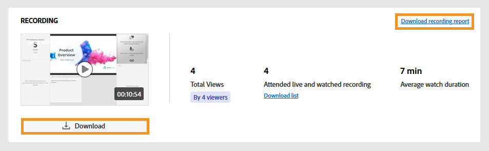 Recording of event from Events engagement dashboard