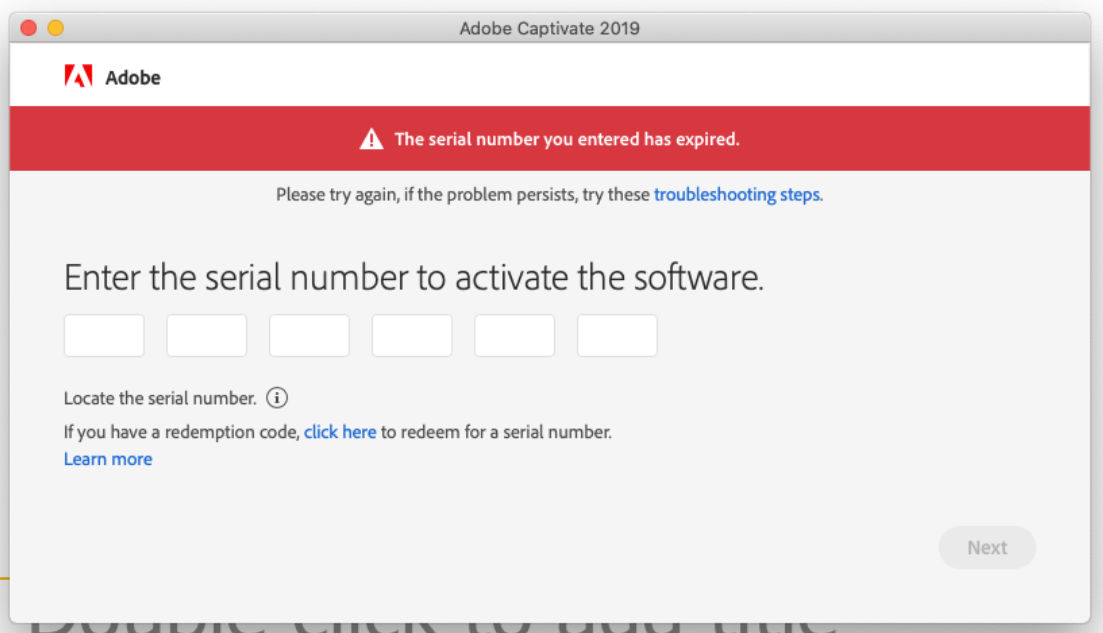 Serial number has expired