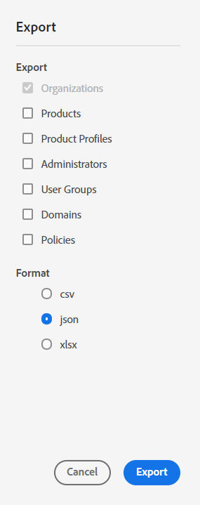 Export org data