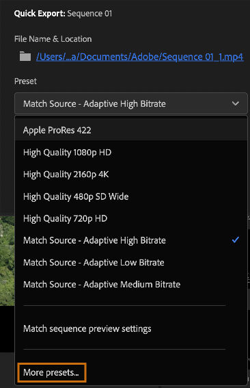 Accessing the Preset Manager