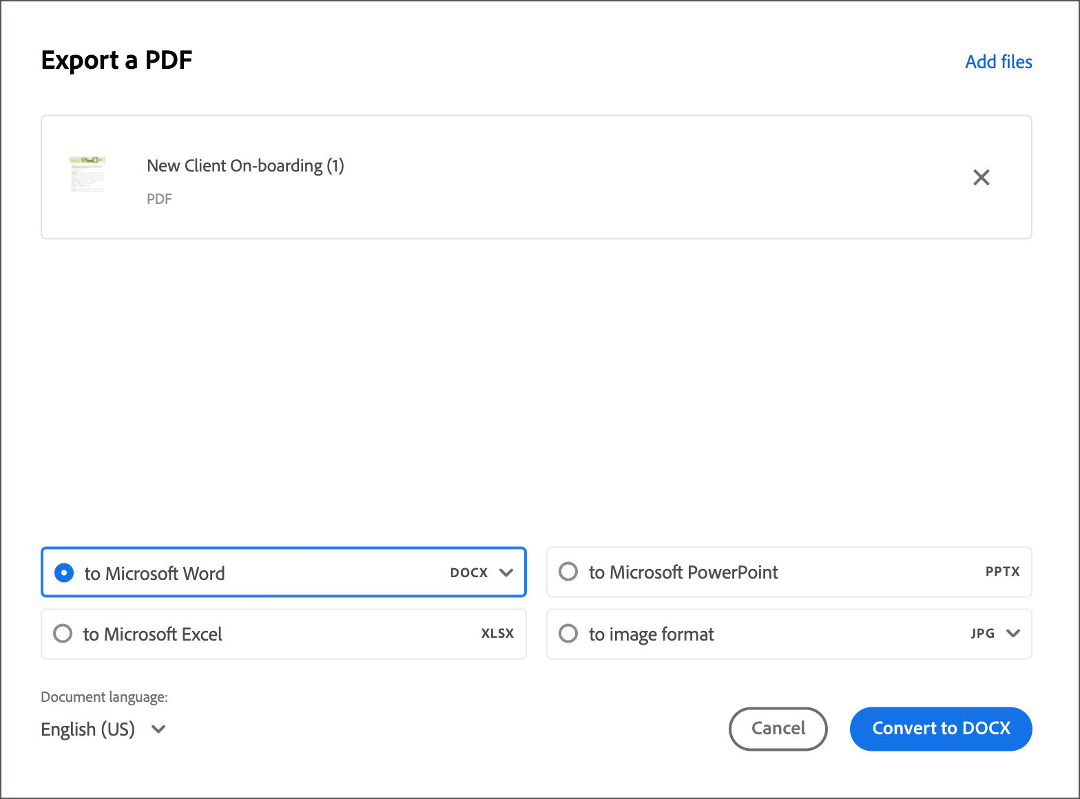 Export PDF Web Interface