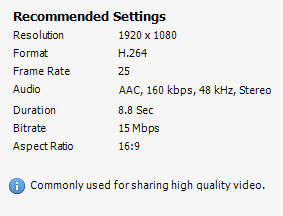 Recommended settings