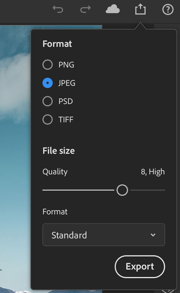 Preferências de exportação