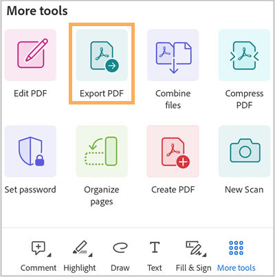 Exporta archivos PDF con la aplicación Acrobat Reader para Android.