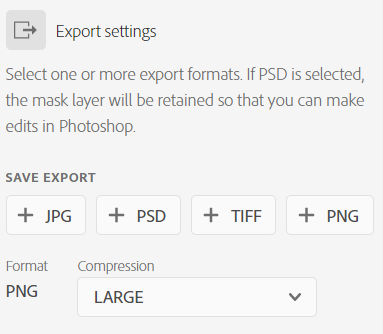 Export settings