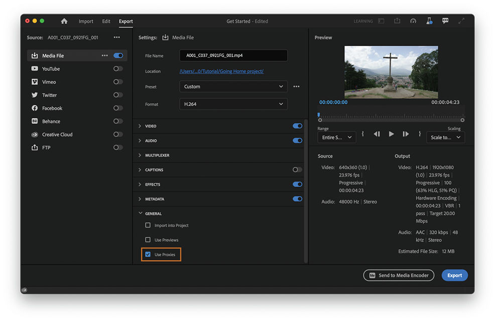 Enabling proxies in Export mode