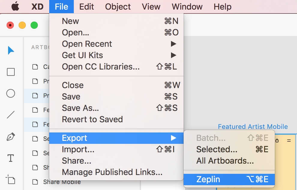 Exporting assets to Zeplin
