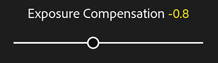 Exposure compensation slider in Adobe Photoshop Lightroom CC for mobile Android