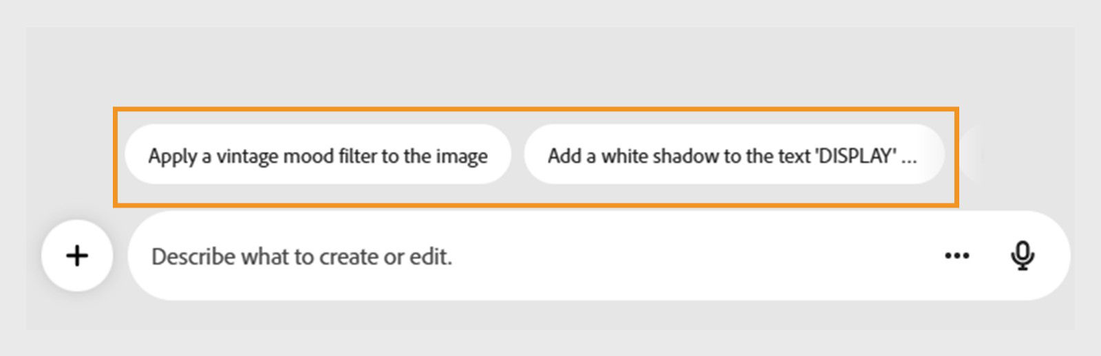 The AI Assistant interface focussing on the inline suggestions appearing on top of the prompt input box.