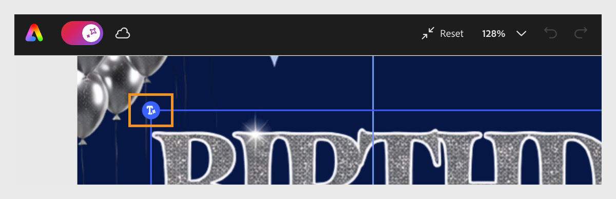 stylized text selected in AI Assistant editor with a T icon appearing with a sparkle.