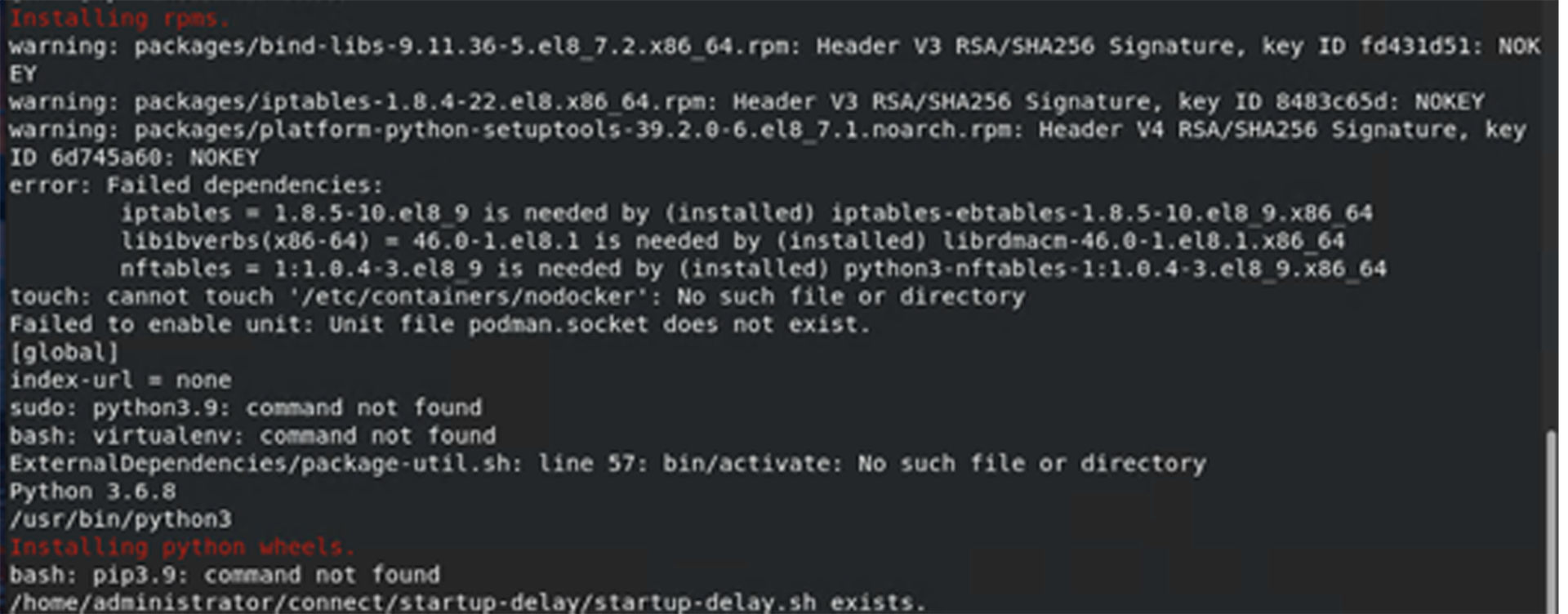 Errors when installing External Dependencies via offline method