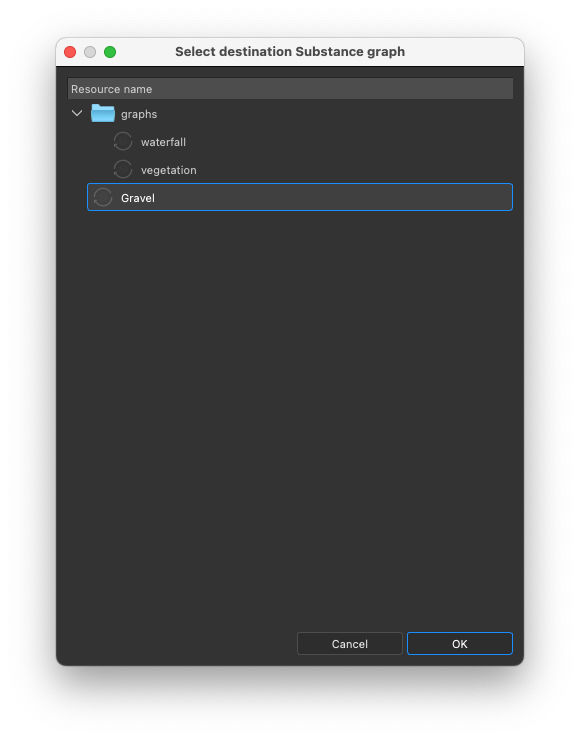 Extract value to graph - 'Select destination graph' dialog