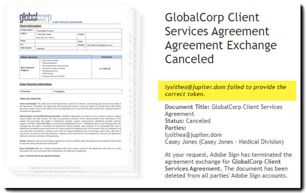 Canceled agreement due to ID failure