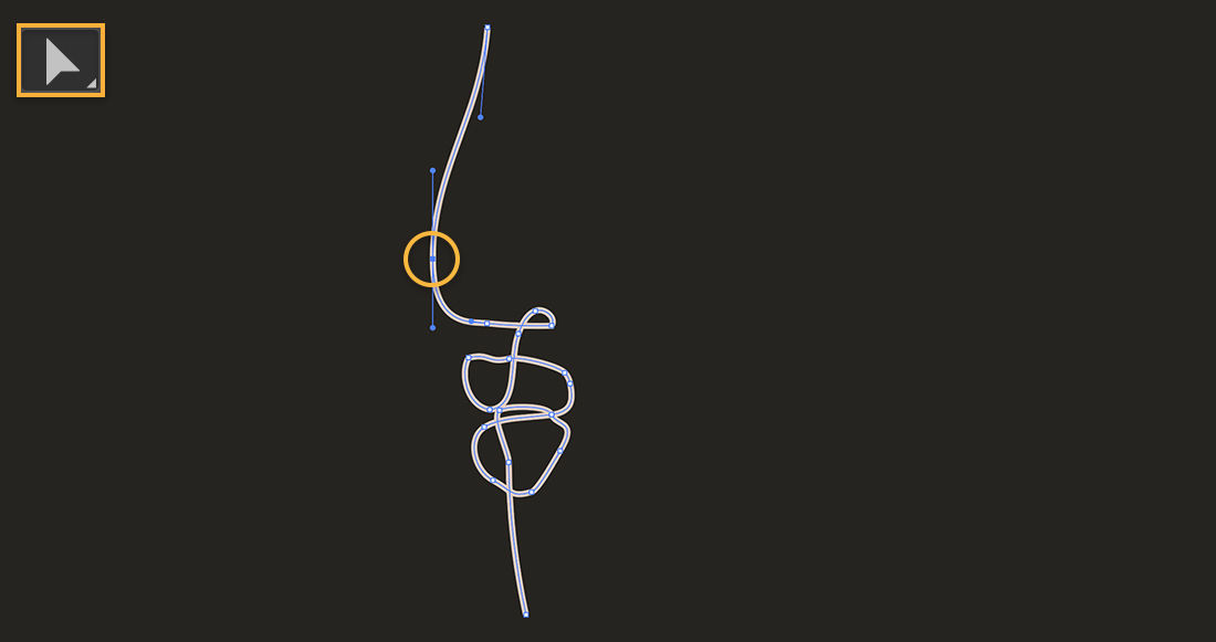 Direct Selection tool is upper left, anchor points highlighted along the shape of the nose and mouth