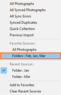 Favorite Sources in the Source Indicator pop-up menu - Filmstrip