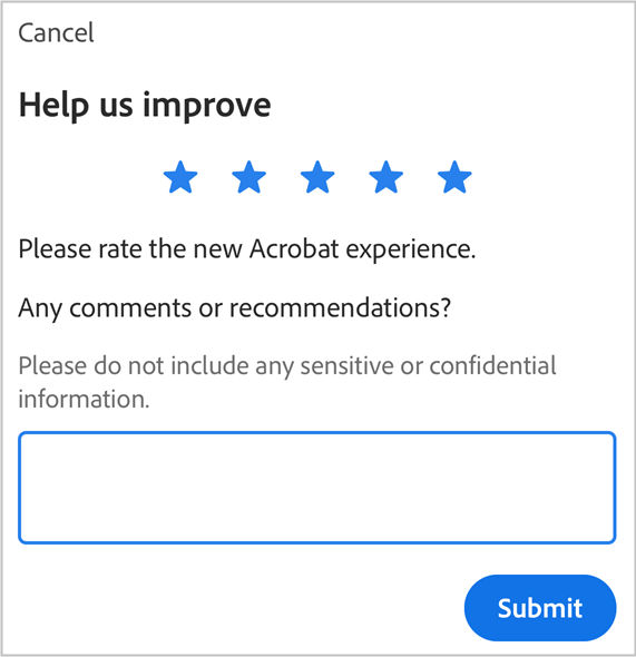 Dajte nám spätnú väzbu o práci s aplikáciou Acrobat iOS.