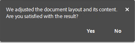 Feedback prompt after auto-adjust layout