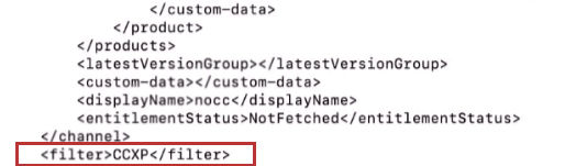 FFC XML file showing filter command