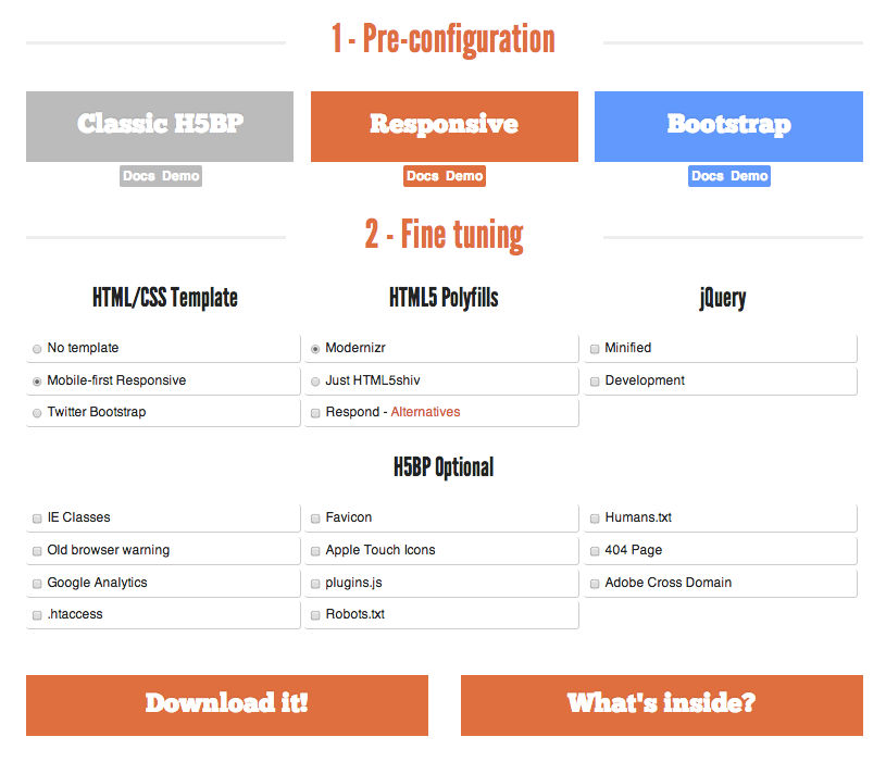 Figure 1. Options for creating the Initializr project
