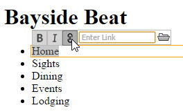 Creating a link in Edit mode