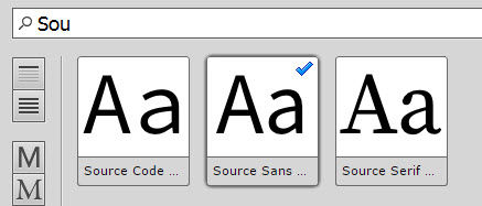 Source Sans Pro font is part of a family of related fonts.  