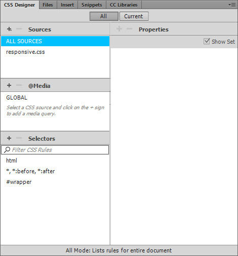 The CSS Designer lets you build and control your styles in one location.