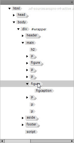 A JPEG is dragged into the live view. The cursor hovers over the </> tag, then the image is dragged to the DOM panel.