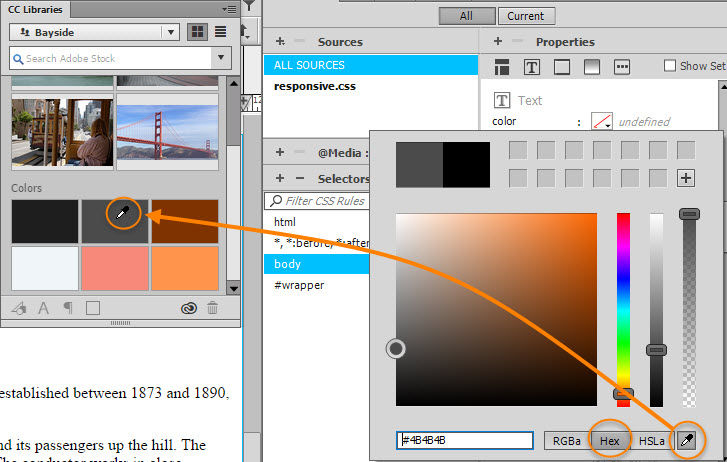 The eyedropper tool is used to sample a color.