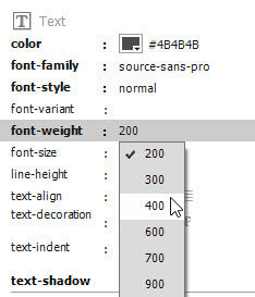 Adobe Edge Web Fonts use numbers to specify font weight.