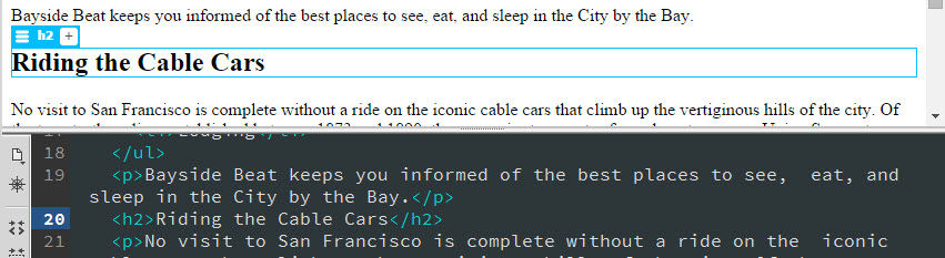 A heading is automatically formatted when pasted from Word.