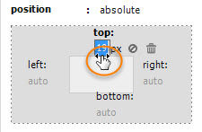 Scrubbing the offset values in the visual tool below the position property lets you position the element visually.