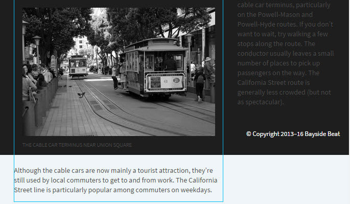 The background turns black and the footer moves up when a float property is set.