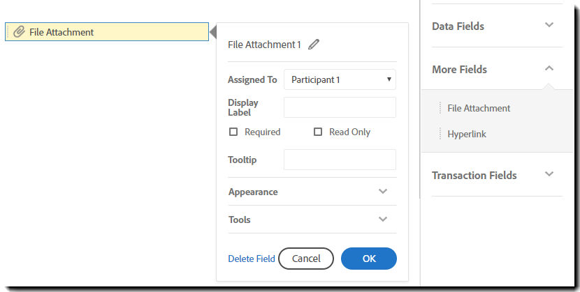 File attachment field properties