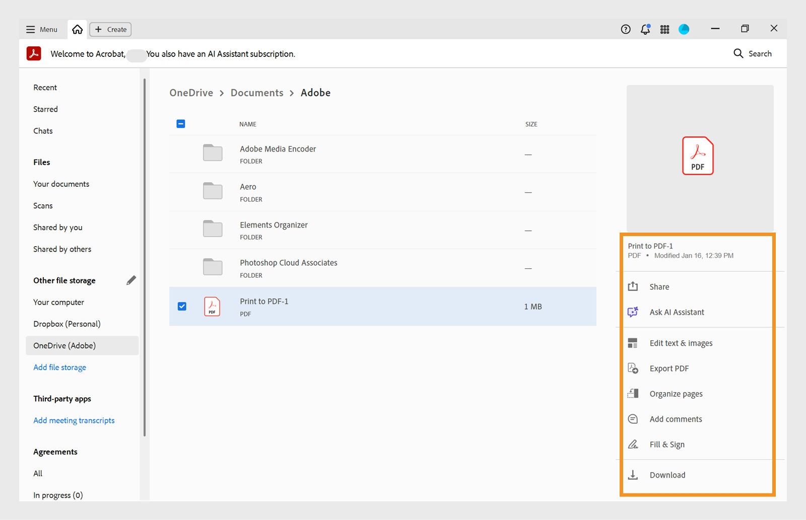 Your OneDrive files in Home View