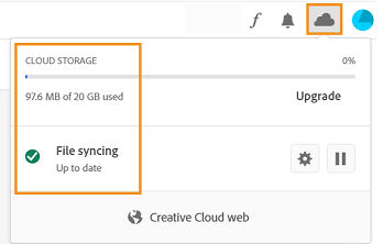 View cloud storage in the Creative Cloud desktop app