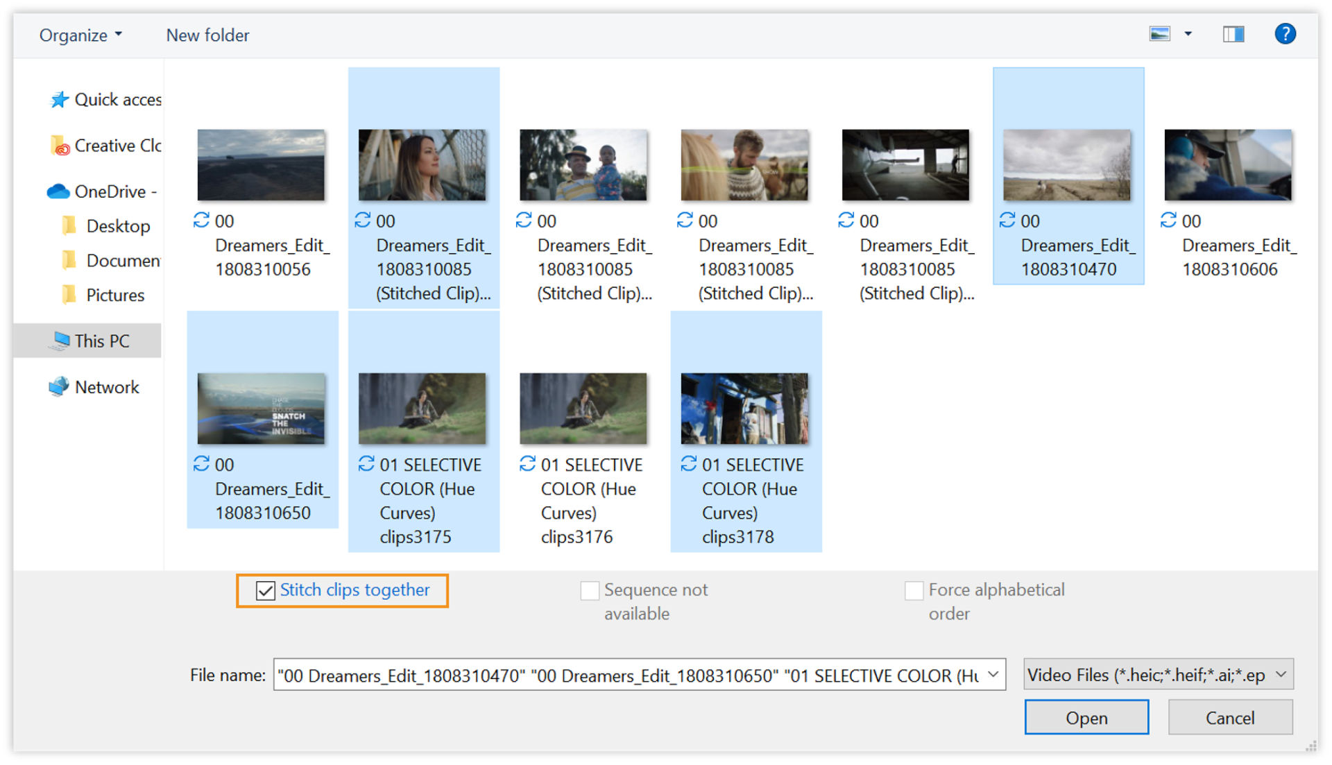 Stitch clips together